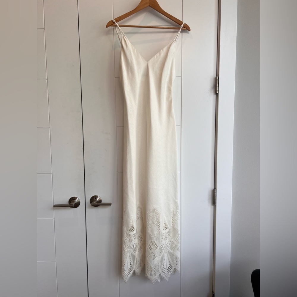 Zara Limited Edition Linen Maxi Dress with Embroidery